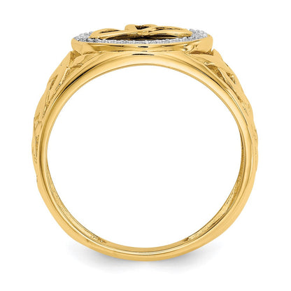 14K Gelbgold und Rhodium Trinity-Ring mit Onyx und echten Diamanten