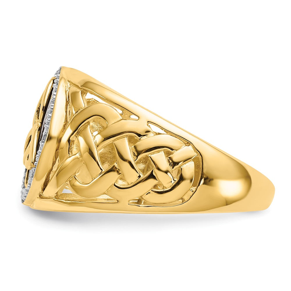 14K Gelbgold und Rhodium Trinity-Ring mit Onyx und echten Diamanten