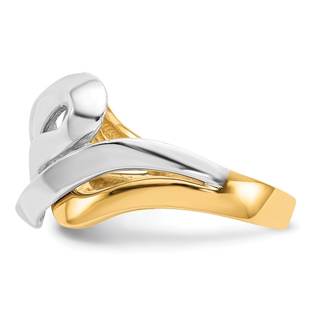 14K Gelbgold Ring mit Rhodium-Beschichtung, Swirl-Design