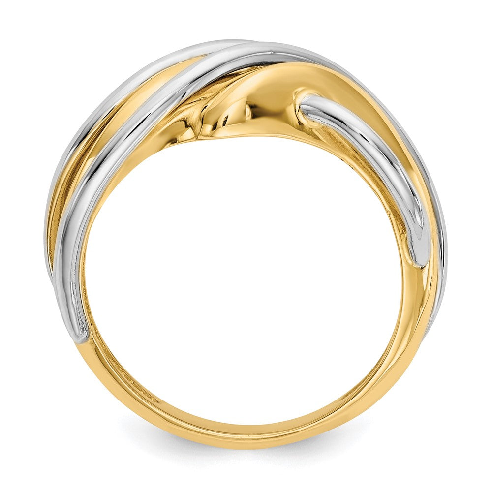 14K Bicolor-Gold Ring mit Wellenmuster