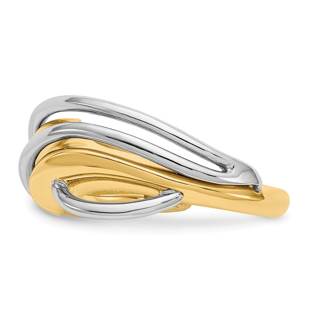 14K Bicolor-Gold Ring mit Wellenmuster