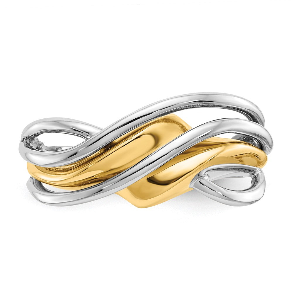 14K Bicolor-Gold Ring mit Wellenmuster