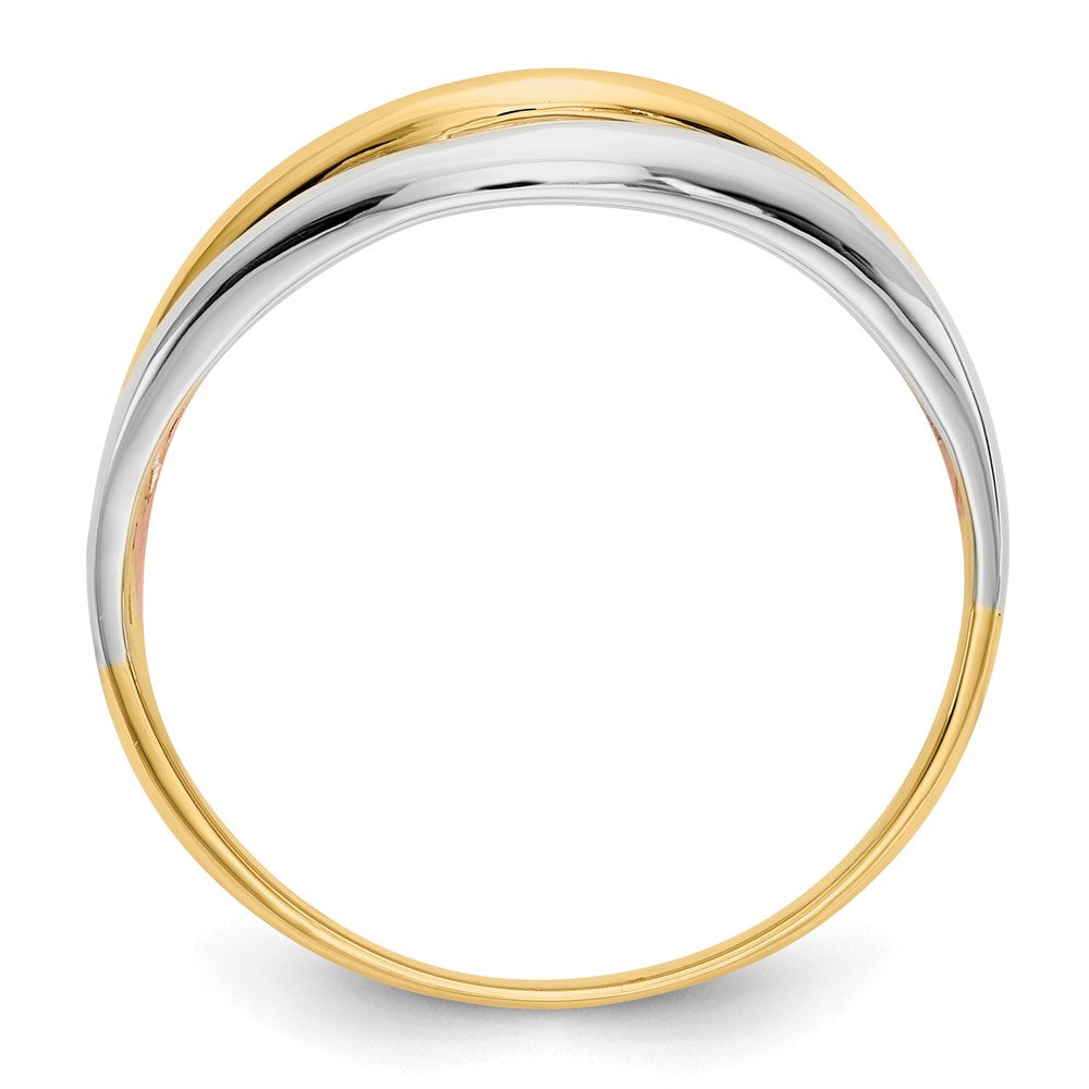14K Tricolor-Gold Ring mit offenem Fantasie-Design