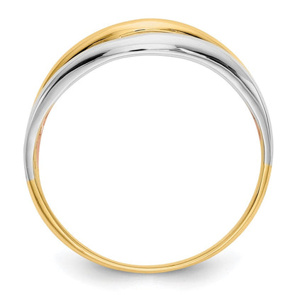 14K Tricolor-Gold Ring mit offenem Fantasie-Design