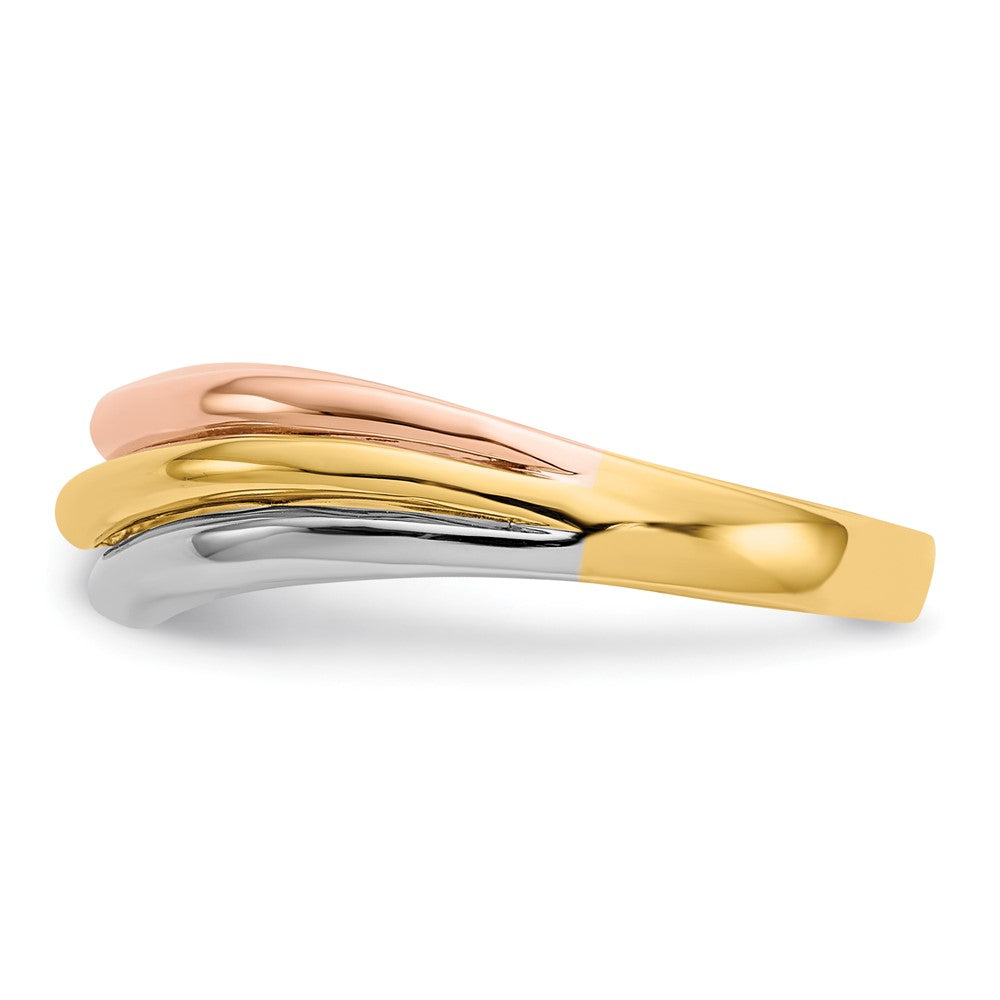 14K Tricolor-Gold Ring mit offenem Fantasie-Design