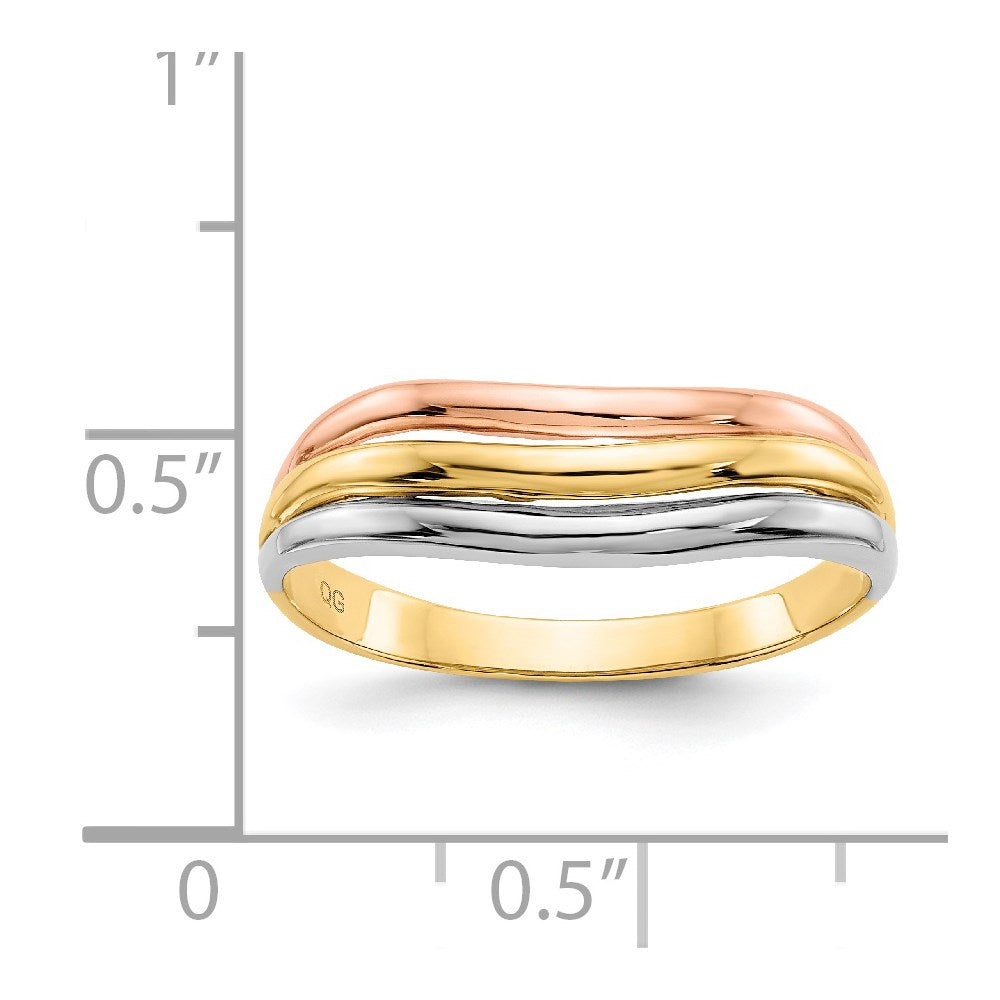 14K Tricolor-Gold Ring mit offenem Fantasie-Design