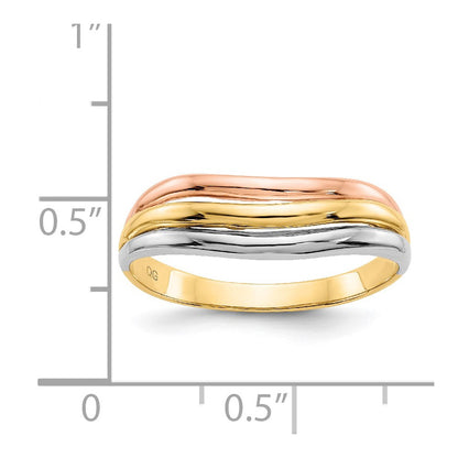 14K Tricolor-Gold Ring mit offenem Fantasie-Design
