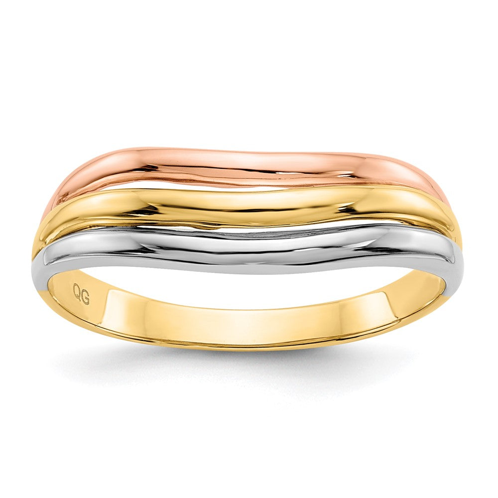 14K Tricolor-Gold Ring mit offenem Fantasie-Design