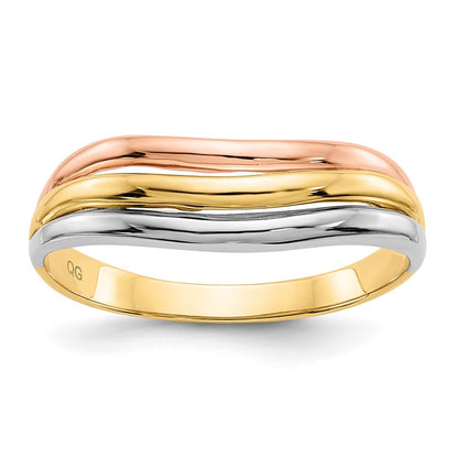 14K Tricolor-Gold Ring mit offenem Fantasie-Design
