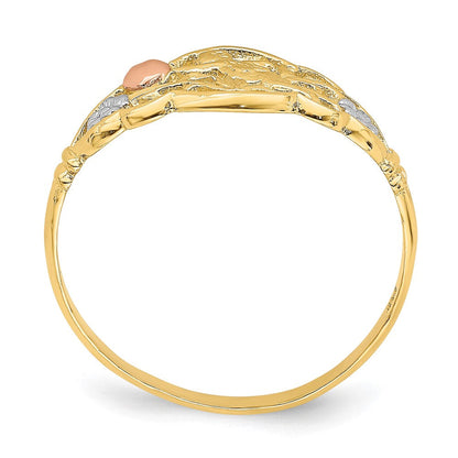 14K Bicolor-Gold Ring „Engel“ mit Weißrhodinierung