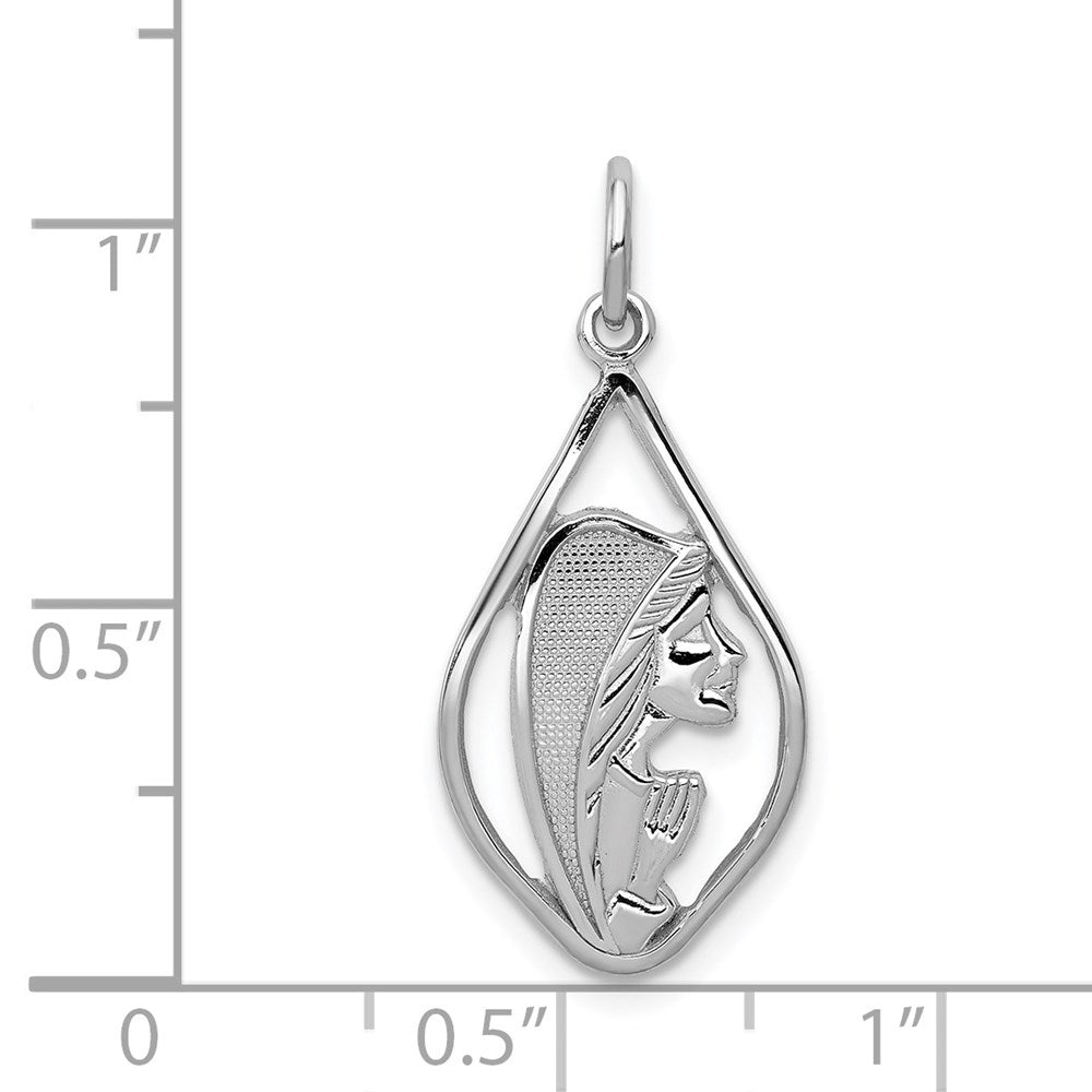 14K Weißgold Mary Gesegnet Virgin Charm