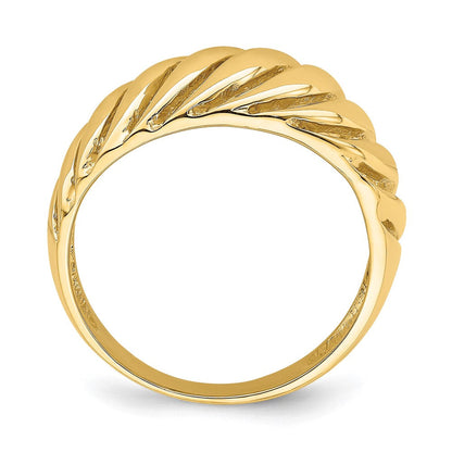 14K Gelbgold Offener Bombierter Ring mit Schrägmotiv