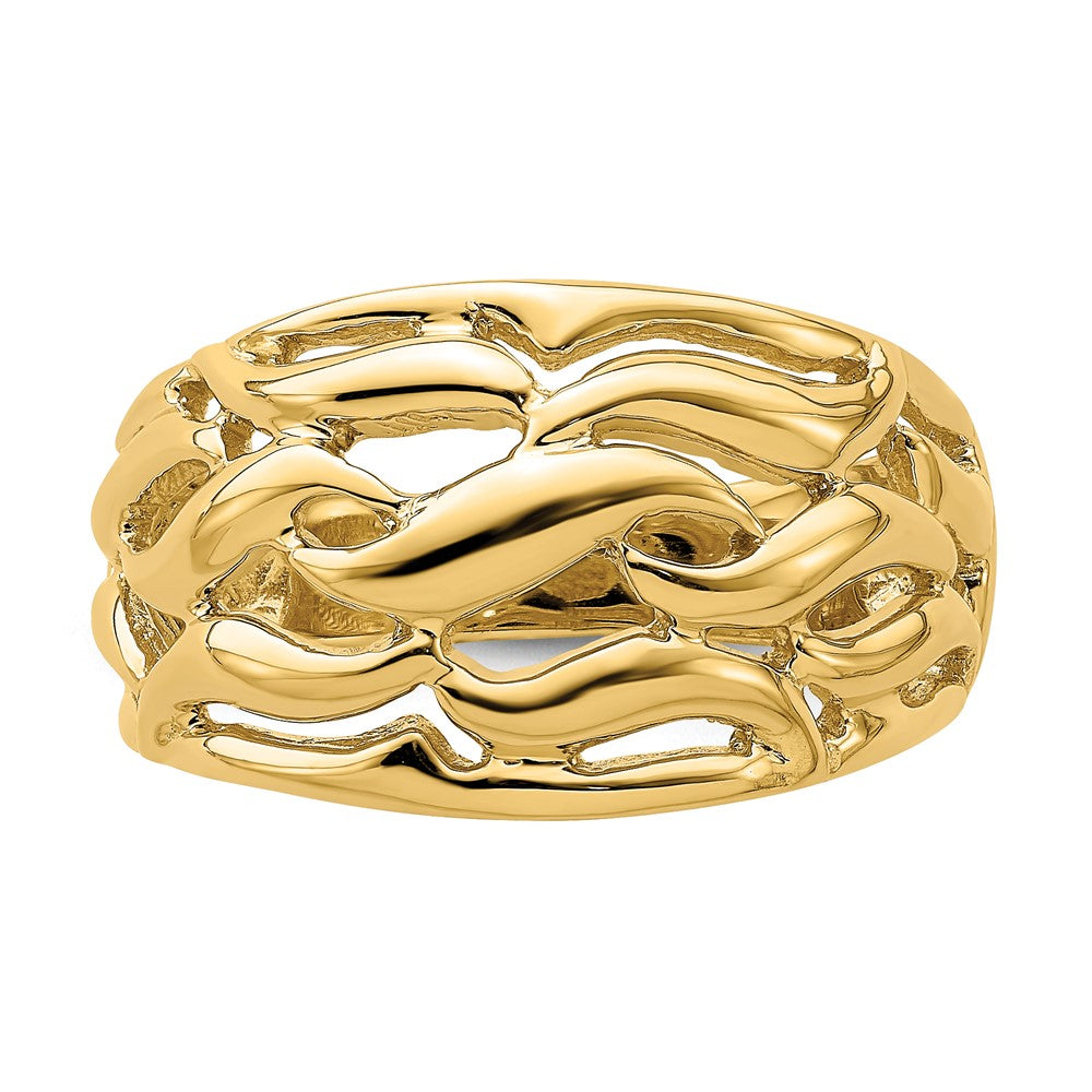 14K Gelbgold Ring mit offenem Schwung-Wölbungsdesign