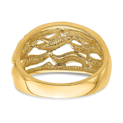 14K Gelbgold Ring mit offenem Schwung-Wölbungsdesign