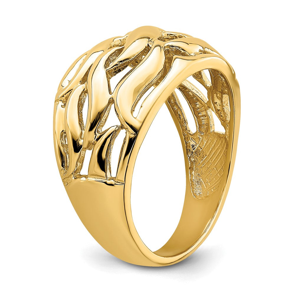 14K Gelbgold Ring mit offenem Schwung-Wölbungsdesign