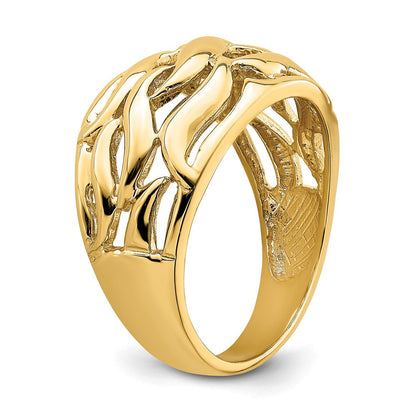 14K Gelbgold Ring mit offenem Schwung-Wölbungsdesign