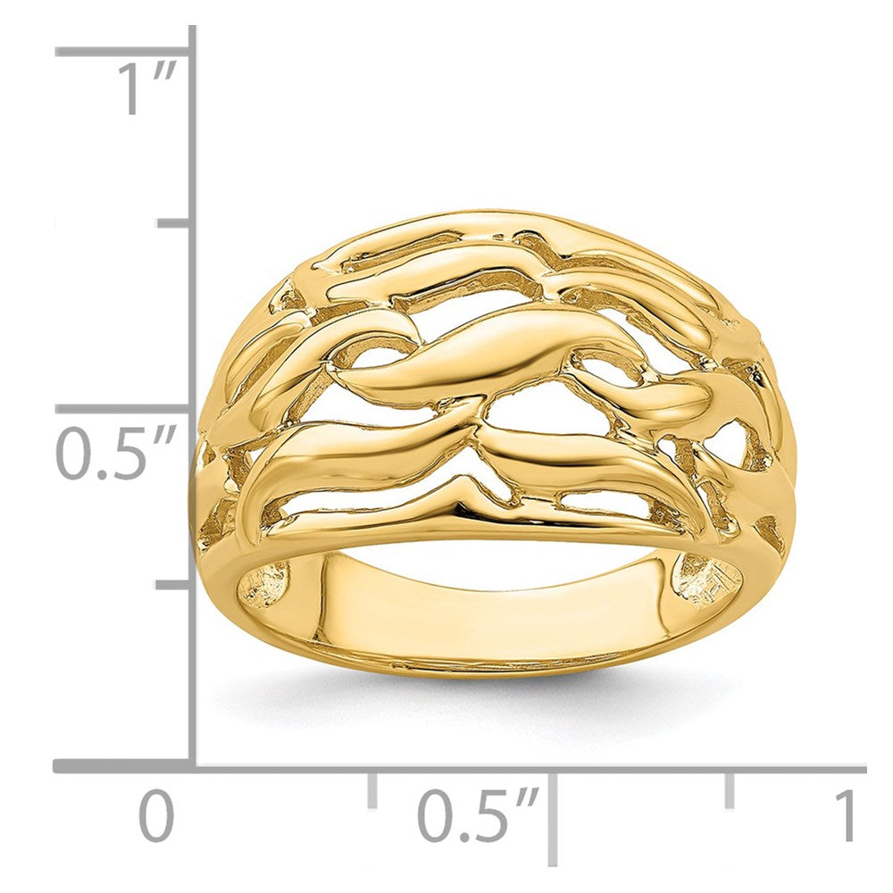 14K Gelbgold Ring mit offenem Schwung-Wölbungsdesign
