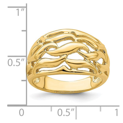 14K Gelbgold Ring mit offenem Schwung-Wölbungsdesign