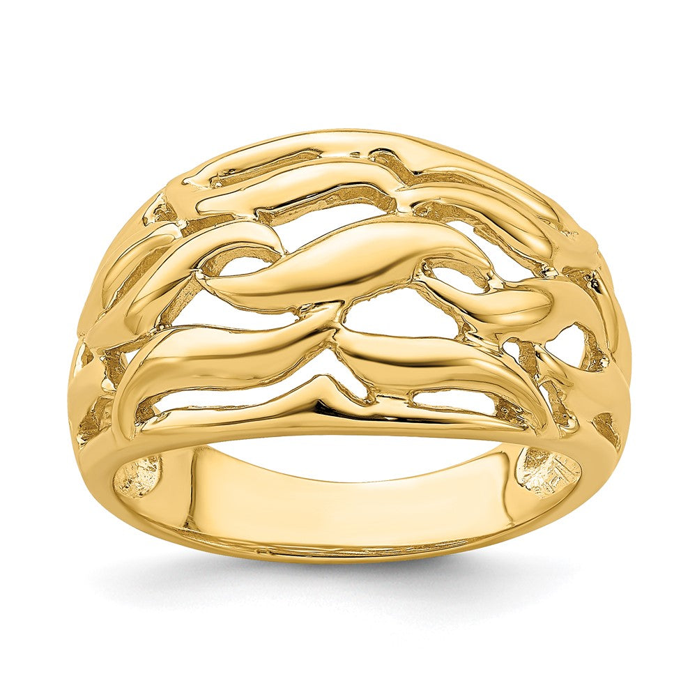 14K Gelbgold Ring mit offenem Schwung-Wölbungsdesign