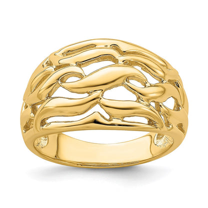 14K Gelbgold Ring mit offenem Schwung-Wölbungsdesign