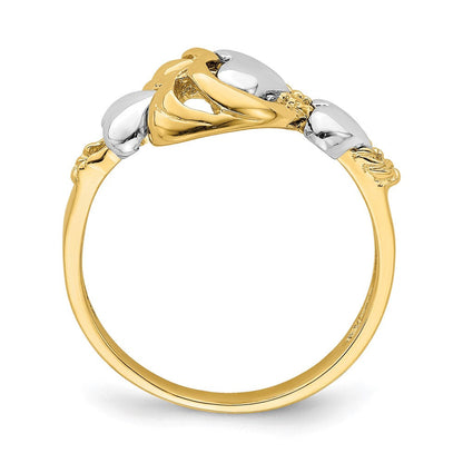 14K Bicolor Gold Ring mit Herzen