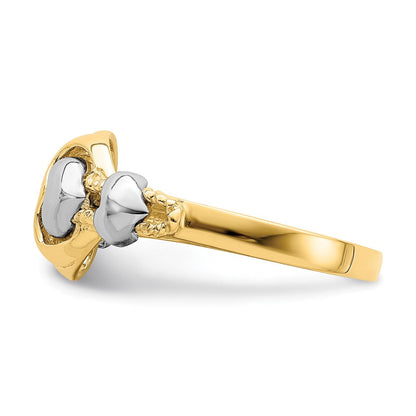 14K Bicolor Gold Ring mit Herzen
