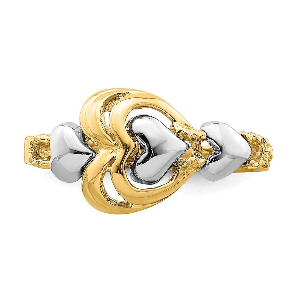 14K Bicolor Gold Ring mit Herzen