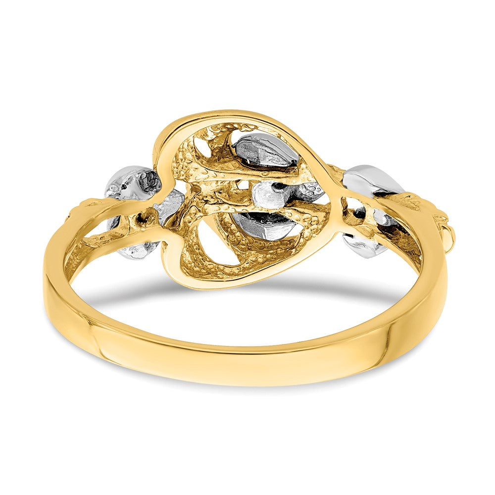 14K Bicolor Gold Ring mit Herzen
