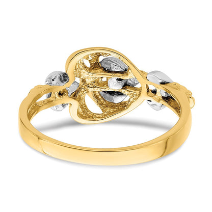 14K Bicolor Gold Ring mit Herzen