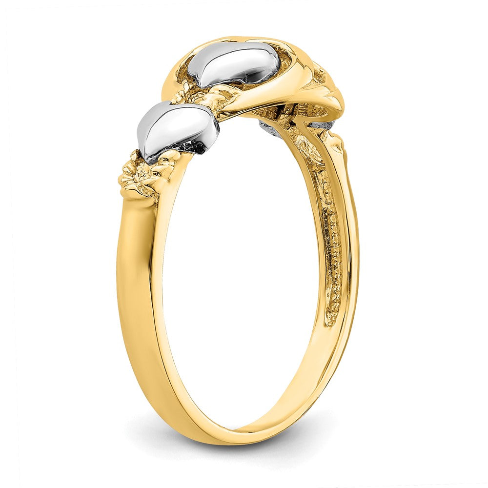 14K Bicolor Gold Ring mit Herzen
