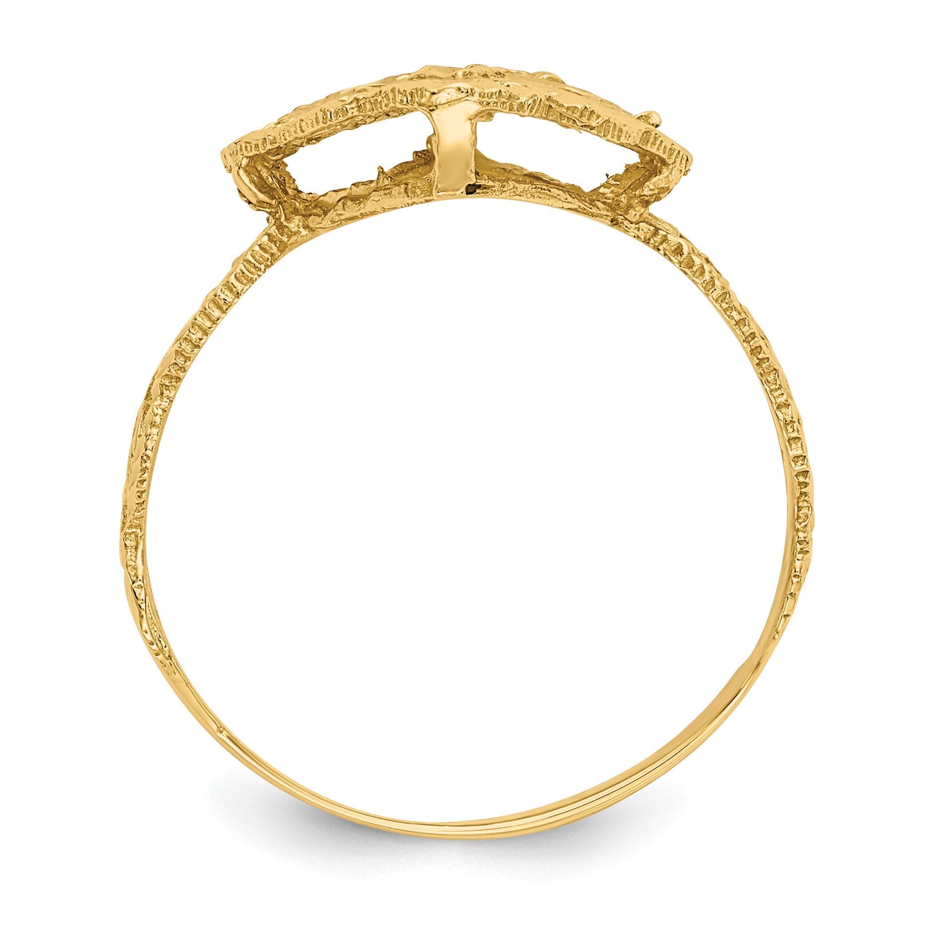 14K Gelbgold Ring mit echtem Diamantschliff und Filigranmuster