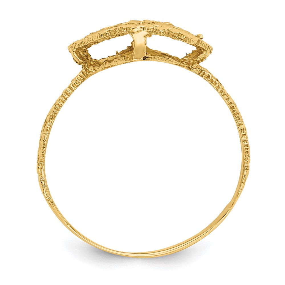 14K Gelbgold Ring mit echtem Diamantschliff und Filigranmuster