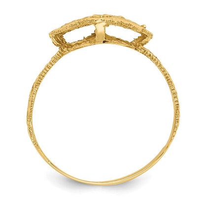 14K Gelbgold Ring mit echtem Diamantschliff und Filigranmuster