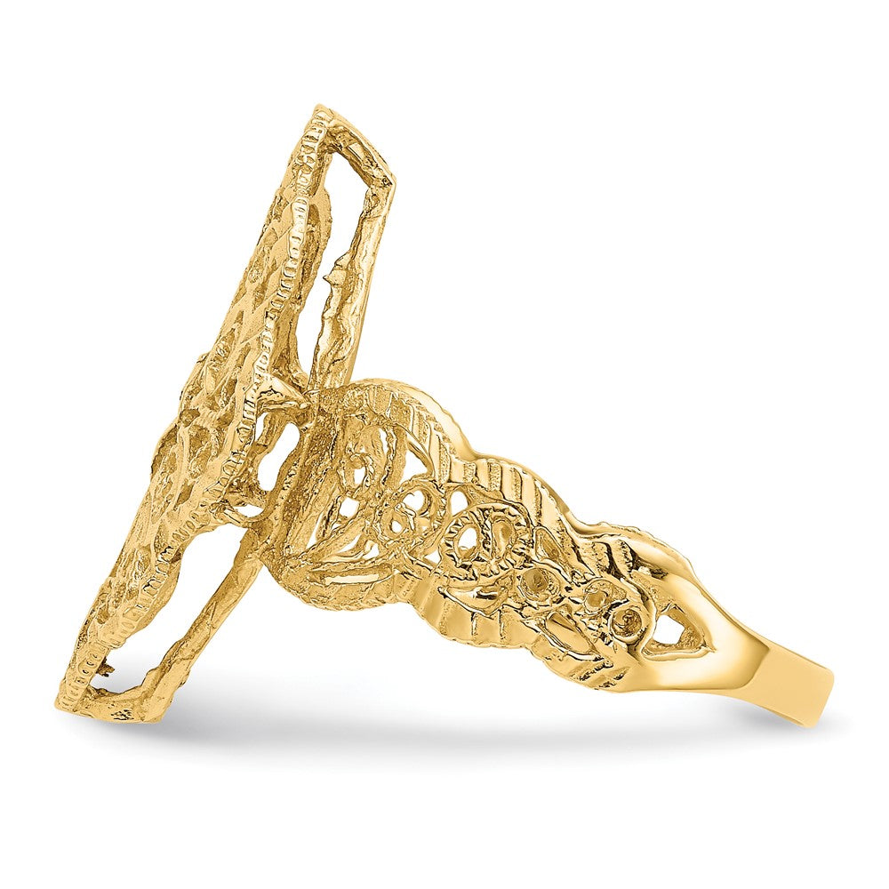 14K Gelbgold Ring mit echtem Diamantschliff und Filigranmuster