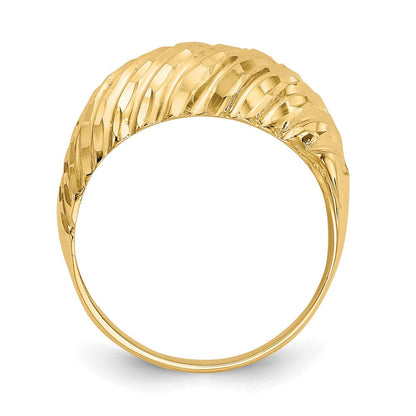 14K Gelbgold Ring mit Diamantschliff-Wölbung