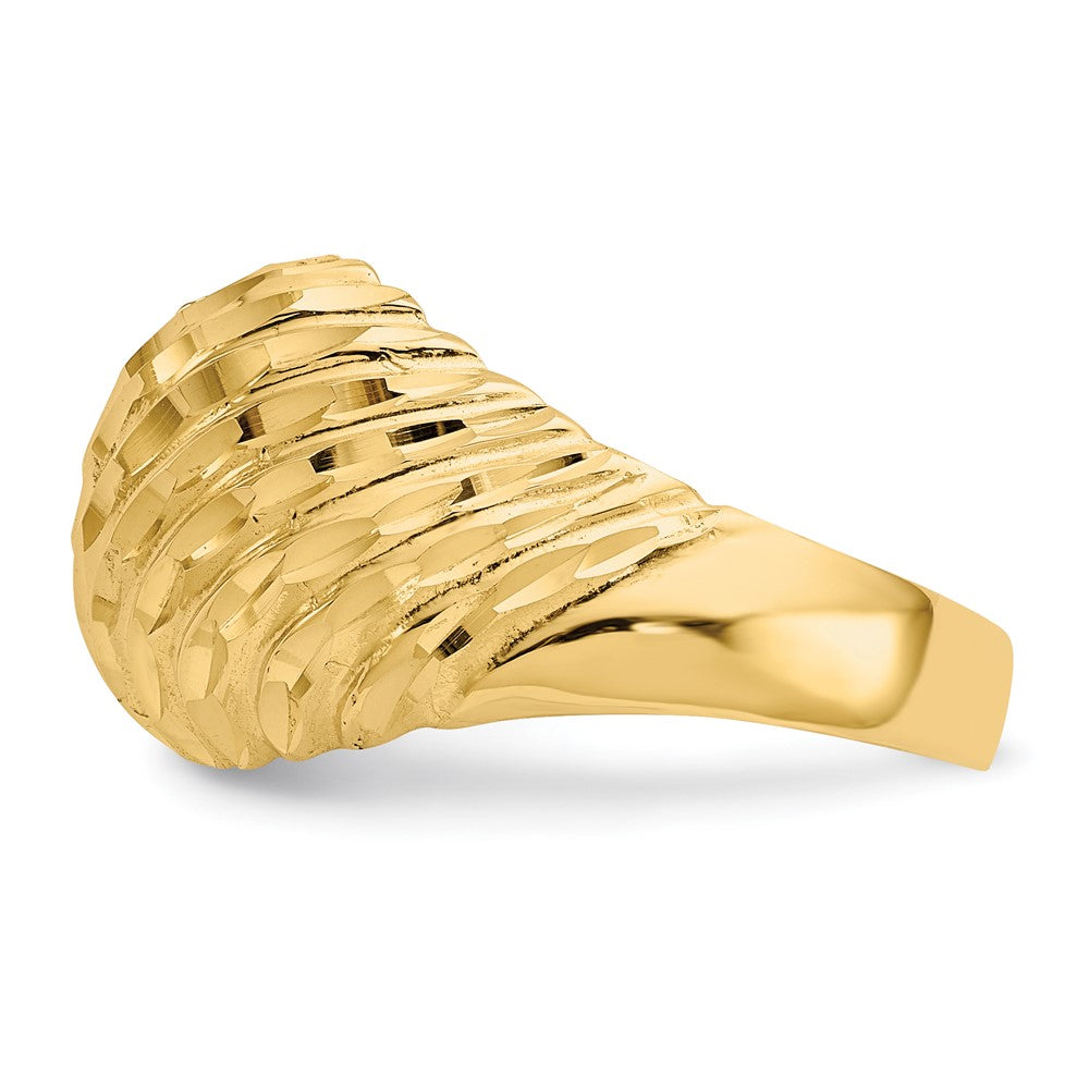 14K Gelbgold Ring mit Diamantschliff-Wölbung