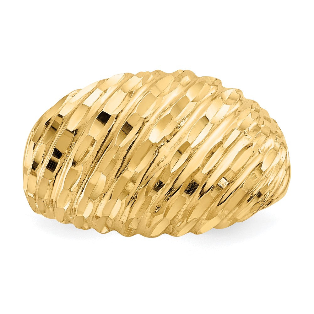 14K Gelbgold Ring mit Diamantschliff-Wölbung