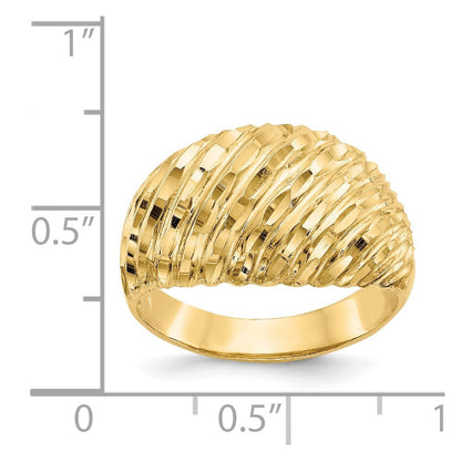 14K Gelbgold Ring mit Diamantschliff-Wölbung