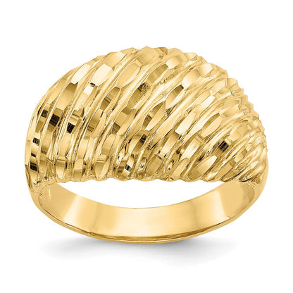 14K Gelbgold Ring mit Diamantschliff-Wölbung