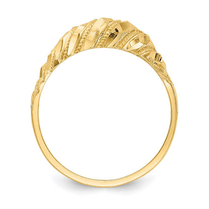 14K Gelbgold Ring mit echtem Diamant-Cut-Dome-Design