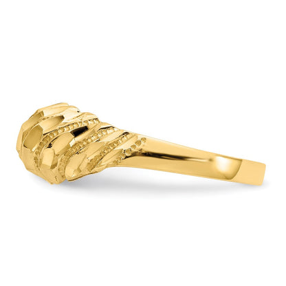14K Gelbgold Ring mit echtem Diamant-Cut-Dome-Design
