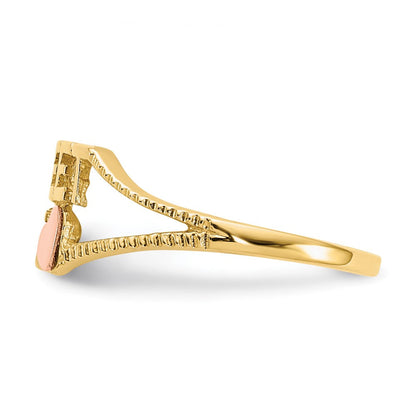 14K Bicolor-Gold Herz-Ring "Sweet 15"