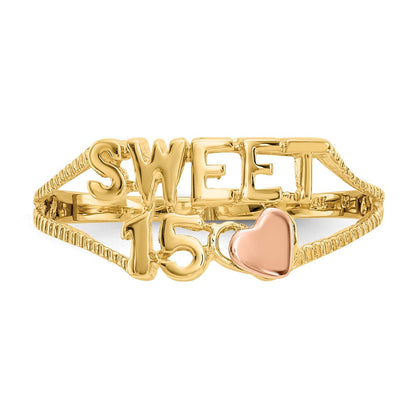 14K Bicolor-Gold Herz-Ring "Sweet 15"
