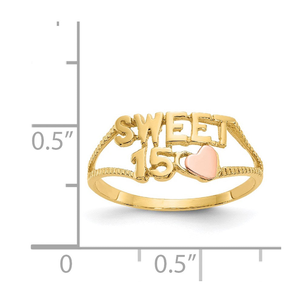 14K Bicolor-Gold Herz-Ring "Sweet 15"