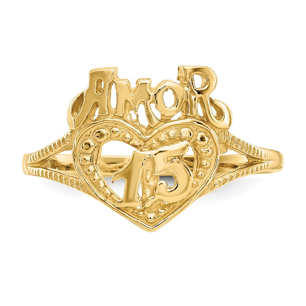14K Gelbgold Ring mit 15 Amor-Herzen