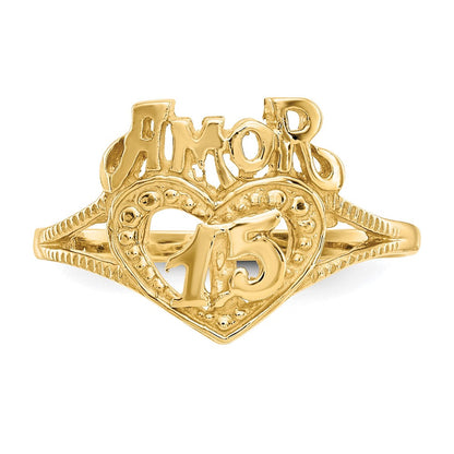 14K Gelbgold Ring mit 15 Amor-Herzen