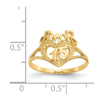 14K Gelbgold Ring mit 15 Amor-Herzen