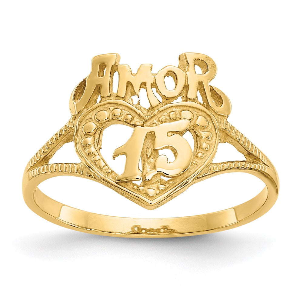 14K Gelbgold Ring mit 15 Amor-Herzen