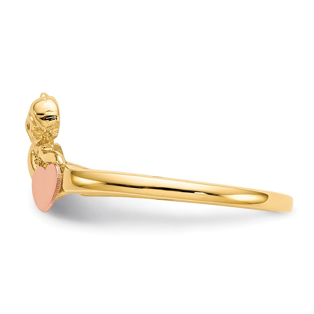 585 Bicolor-Gold Engel- und Satinherz-Ring