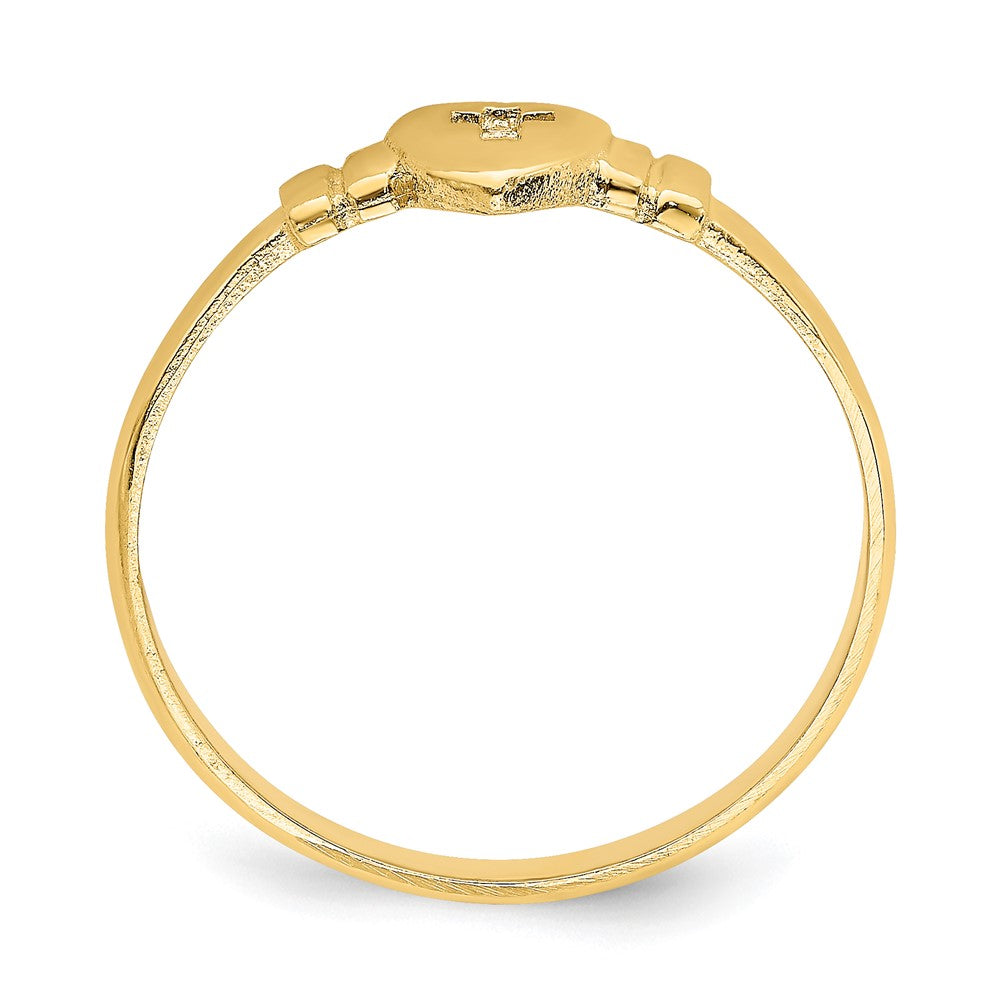 14K Gelbgold Ring in Herzform mit Kreuz-Ausschnitt